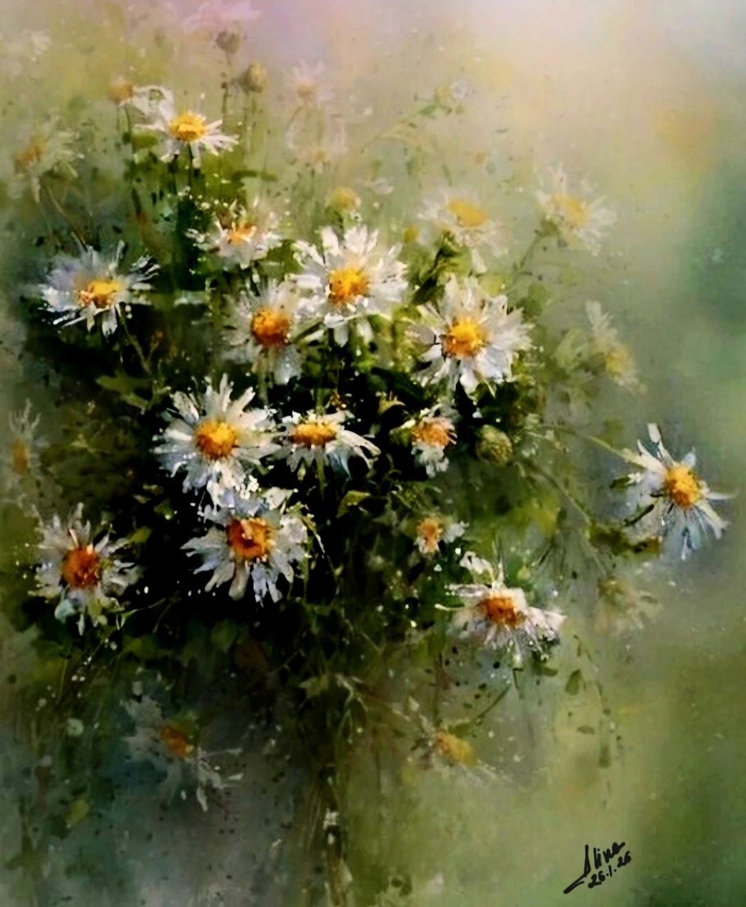 ArteDiAlina.com painting: Bellis Perennis<br><small>(“Margherita”)</small>